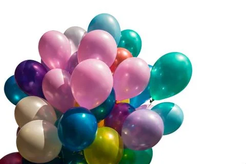 Multi-colored balloons on white Stock Photos