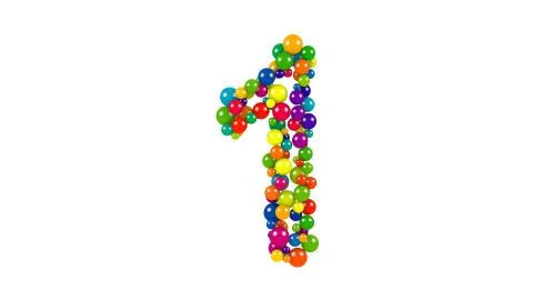 Multi-colored balls in the shape of number one Stock Illustration