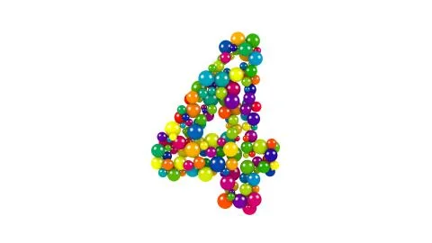 Multi-colored balls in the shape of number four Stock Illustration