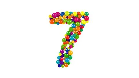 Multi-colored balls in the shape of number seven Stock Illustration