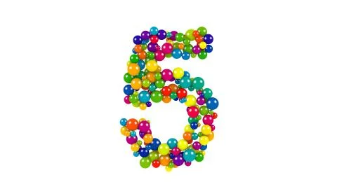Multi-colored balls in the shape of number five Stock Illustration