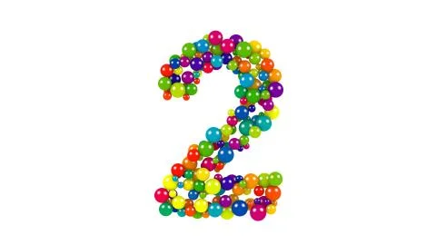 Multi-colored balls in the shape of number two Stock Illustration