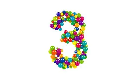 Multi-colored balls in the shape of number three Stock Illustration