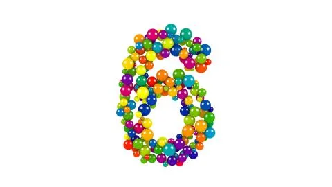 Multi-colored balls in the shape of number six Stock Illustration