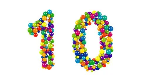 Multi-colored balls in the shape of number ten Stock Illustration