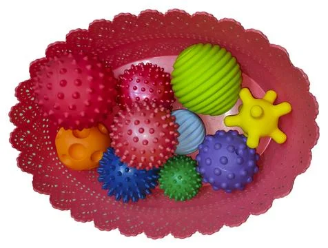 Multi colored balls for washing down jackets Stock Photos