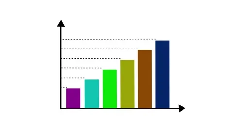 Multi colored bar graph with ascending heights on white. Analytical multi c.. Stock Footage 338240401