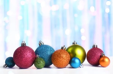 Multi colored baubles Stock Photos