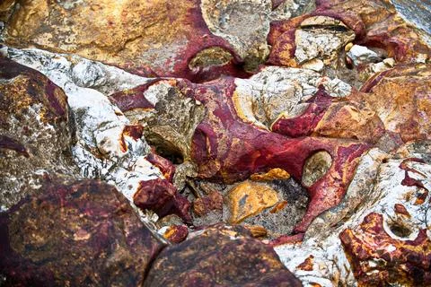 Multi-colored Beach Rock Stock Photos