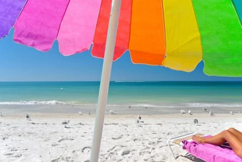 Multi-Colored Beach Umbrella Foto stock