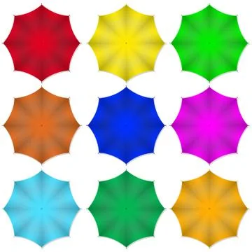 Multi colored beach umbrellas. Vector illustration. Stock Illustration