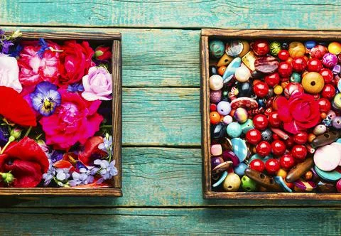 Multi-colored beads for bijouterie Stock Photos