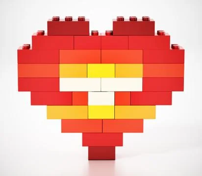 Multi colored blocks forming big and small heart shapes. 3D illustration Stock Illustration