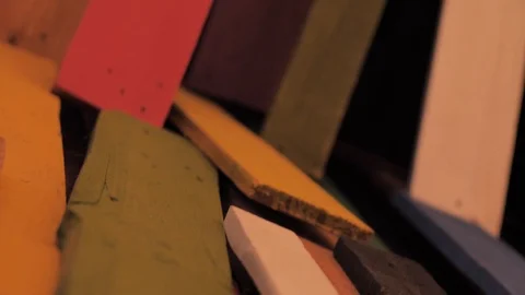 Multi-colored boards nailed to the wall. Video stock 106191160