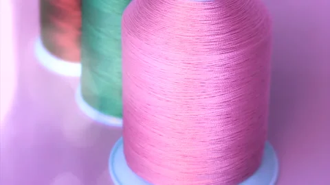 Multi Colored Bobbins Of Threads Stock Footage 137326676