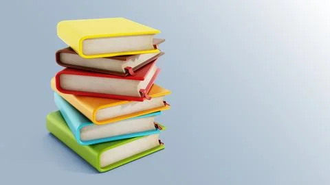 Multi-colored book stack isolated on white Illustrazione stock