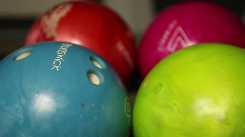 Multi-colored bowling balls, close up Stock Footage 43752514