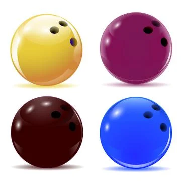 Multi-colored bowling balls. Isolated objects with shadows on the theme of .. Stock Illustration