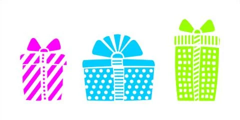 Multi-colored Boxes With Gifts For Birthday, Christmas, New Year. Gift Holida Stock Illustration