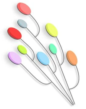 Multi colored branched circle ovals at steel stems Stock Illustration