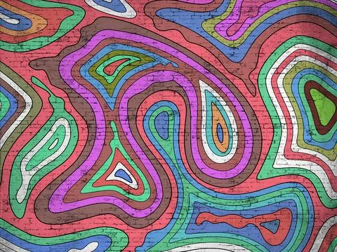 Multi-colored brick wall with pattern fills full frame backgrounds. 스톡 일러스트