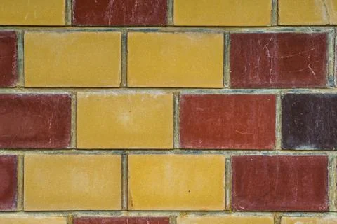 Multi-colored brick wall Foto stock