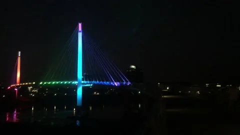 Multi-Colored Bridge Lit Up at Night Video stock 171436572