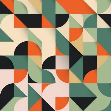 Multi-colored bright creative abstract Geometric Shapes Background. Seamless  Stock Illustration