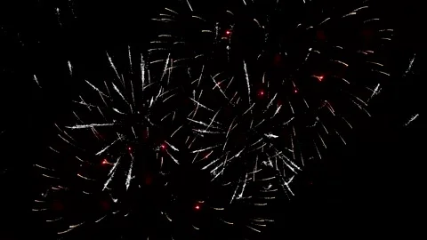 Multi-colored bright fireworks sparkle silver lilac and pink colors on a bl.. Video stock 283390470