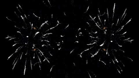 Multi-colored bright fireworks sparkle silver and blue on a black sky. Over.. Video stock 287948349