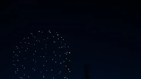 Multi-colored bright fireworks sparks of gold and silver color on the dark .. Video stock 278611102