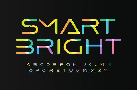 Multi colored bright font alphabet letters. Kids type for digital festive logo Illustrazione stock
