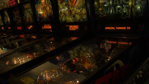 Multi-colored bright pinball machines. Stock Footage 245952633