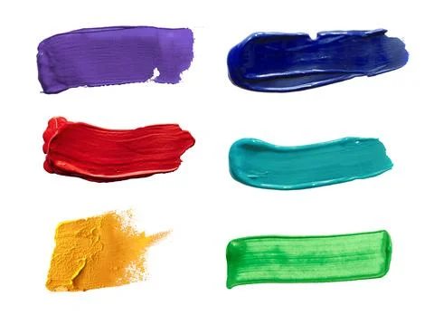 Multi-colored brushes isolated on a white background. Stock Photos