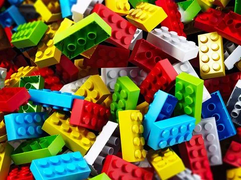 Multi colored building blocks background. 3D illustration Stock Illustration