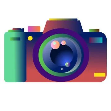 A multi-colored camera on a transparent background. Modern photo camera with a Stock Illustration