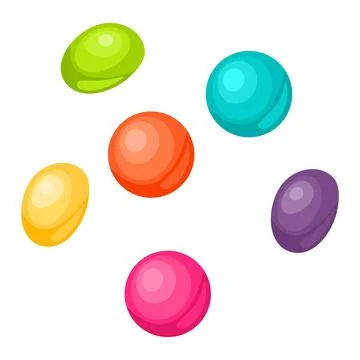 Multi colored candy dragees. Cartoon illustration of handful of sweets. Stock Illustration
