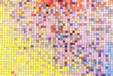 Multi-colored ceramic mosaic tiles for decorating a kitchen, bathroom or pool. Stock Photos