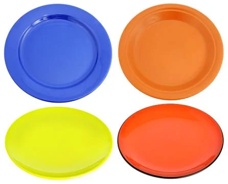 Multi-colored ceramic plates Stock Photos