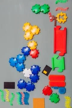 Multi-colored children's developing game designer on a gray background Stock Photos