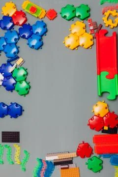 Multi-colored children's developing game designer on a gray background Stock Photos