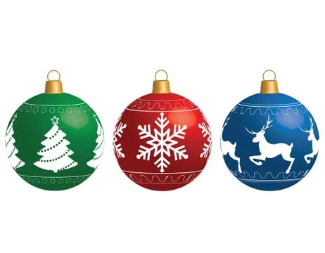 Multi-colored Christmas balls isolated on a white background Stock Illustration
