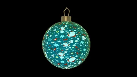 A multi-colored Christmas tree ball turns around its axis on a green background, Stock Footage 81662448