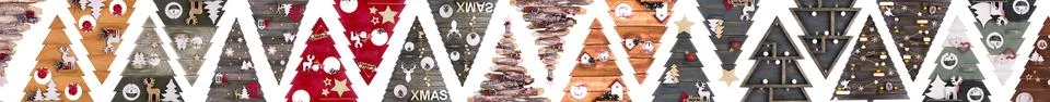 Multi-colored Christmas trees on a white background. New Year background Stock Illustration