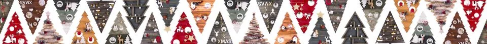 Multi-colored Christmas trees on a white background. New Year background Stock Illustration