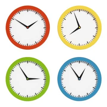Multi-colored clocks Stock Illustration