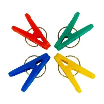 Multi-colored clothespins Stock Photos