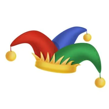 Multi-colored clown or jester hat on a white background. Stock Illustration