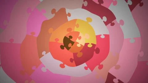 Multi-colored concentric puzzle, close up, pink shades Stock Illustration