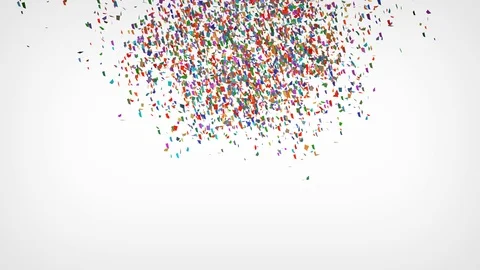 Multi-colored confetti exploding on a white background with copy space Stock Footage 102768533